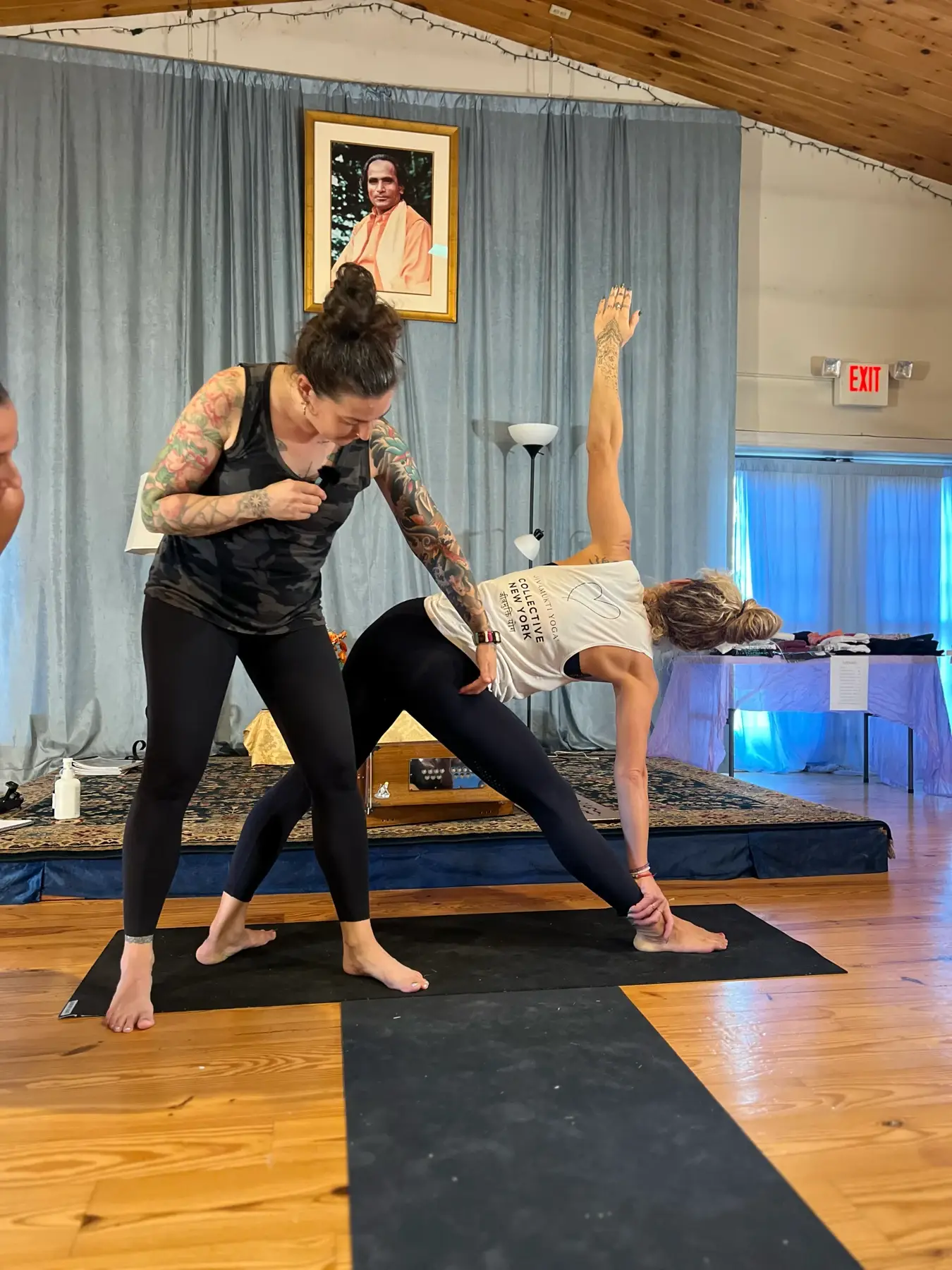 Individual attention during a yoga practice